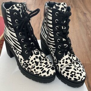 Aldo cheetah zebra boots